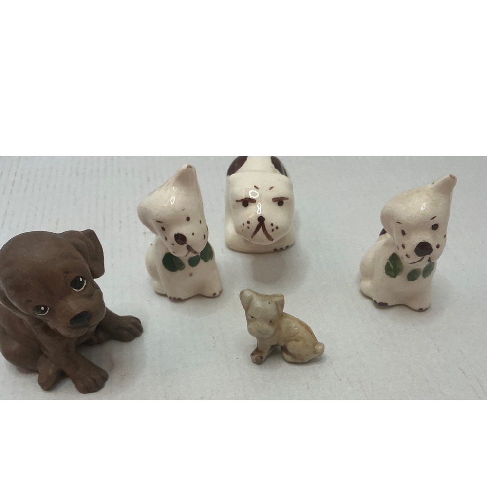 Unbranded Vintage Dog Figurines Miniature Porcelain Animal Lot Set of 5 Multi